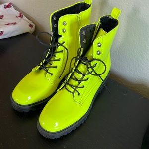 Wild Diva neon green boots